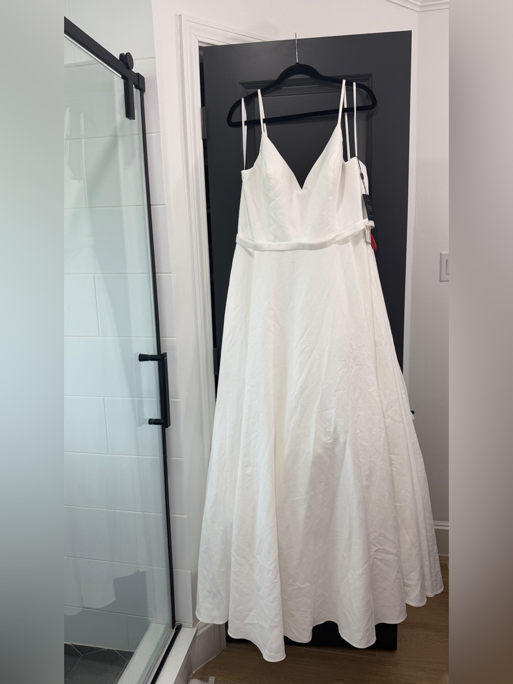 White Classic A-Line V-Neck Ball Gown 16